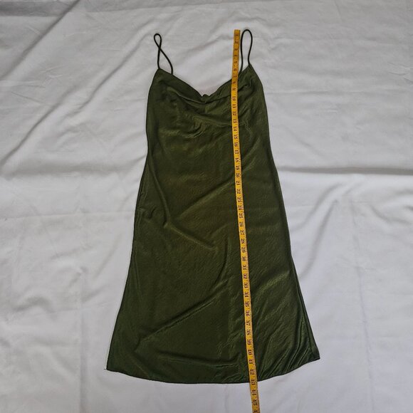 Sincerely Jules Olive Green Draped Neck Spaghetti Strap Slip Dress Size Large - Picture 10 of 10
